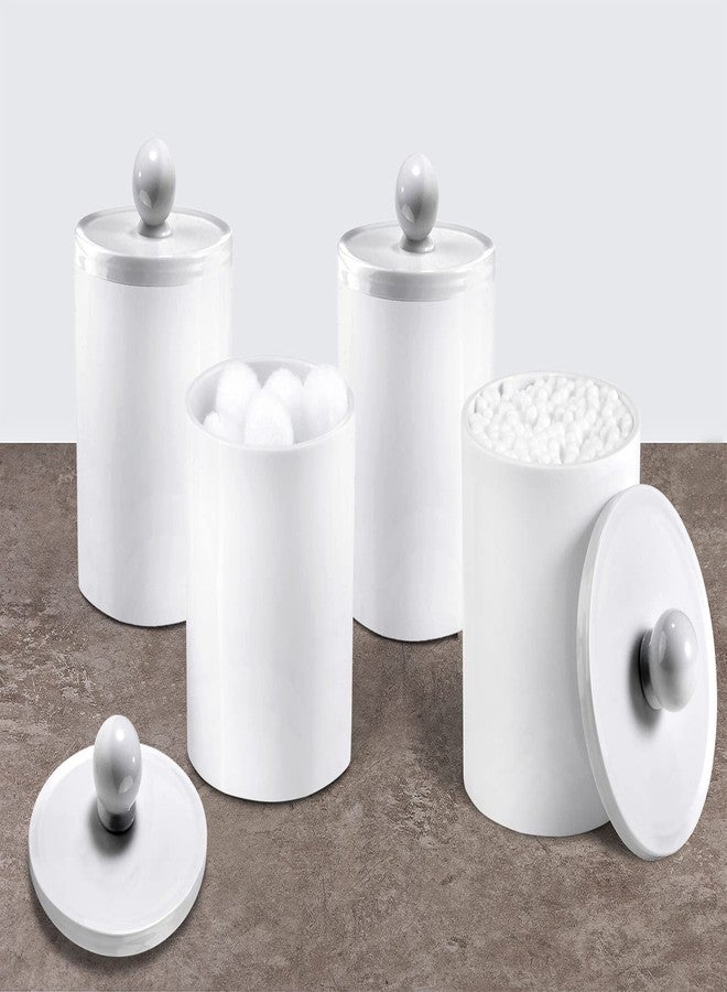 SheeChung Plastic Acrylic Bathroom Vanity Countertop Canister Jars with Storage Lid, Apothecary Jars Qtip Holder Makeup Organizer for Cotton Balls,Swabs,Pads,Bath Salts (White, 4 Pack of 15 oz.) - Image 4
